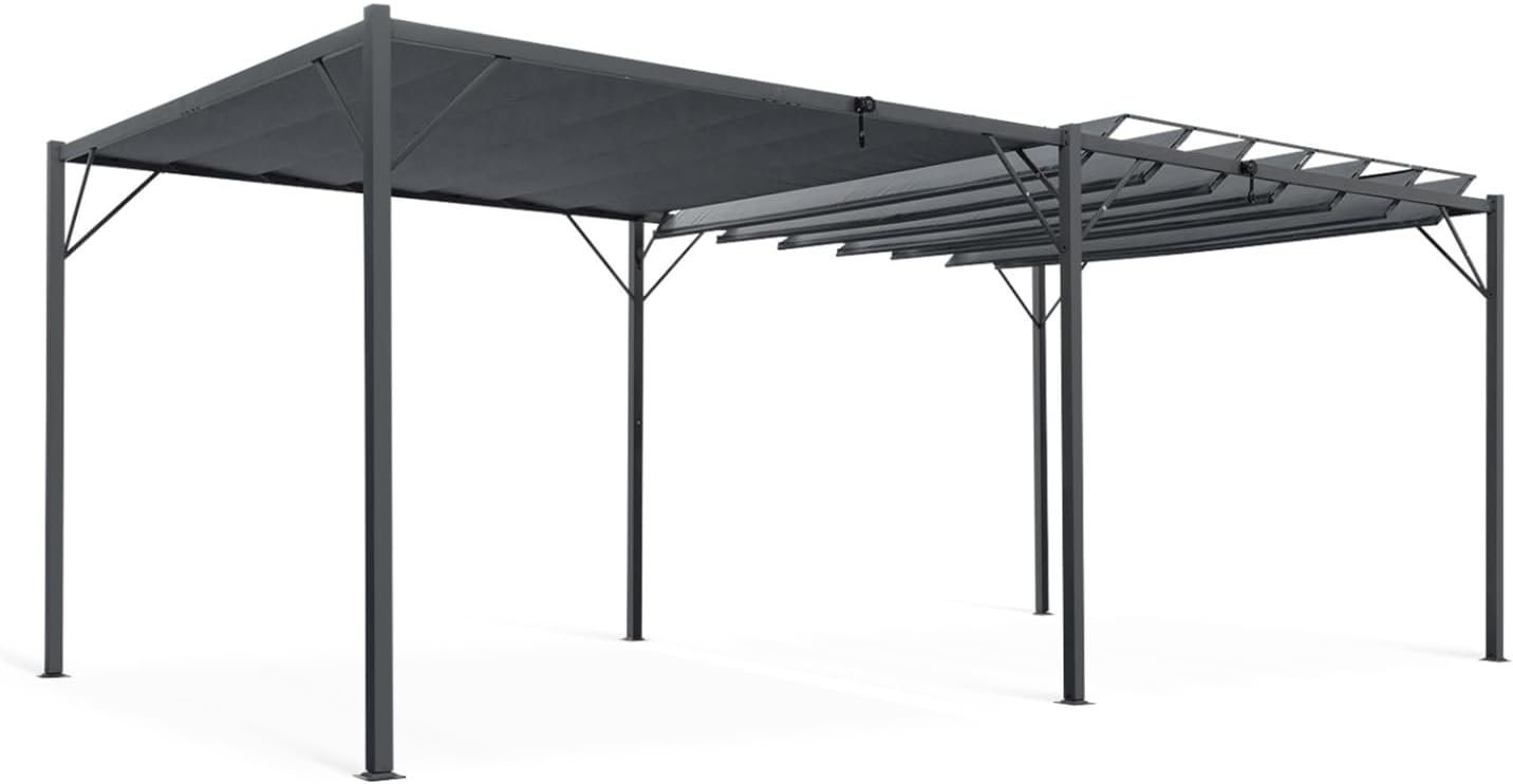 IDMarket – Pergola cuchillas orientables 3 x 6 m, color gris antracita