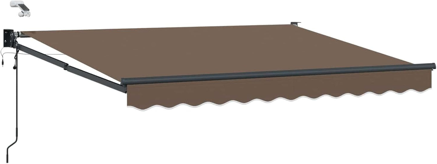 VidaXL - Toldo retráctil eléctrico (100% poliéster, aluminio, toldo eléctrico automático, moderno, retráctil, con LED, cobertizo exterior, sombra funcional