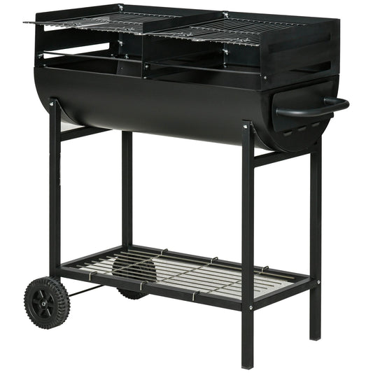 Barbacoa De Carbón De Metal 90x45x96 Cm-outsunny. Negro