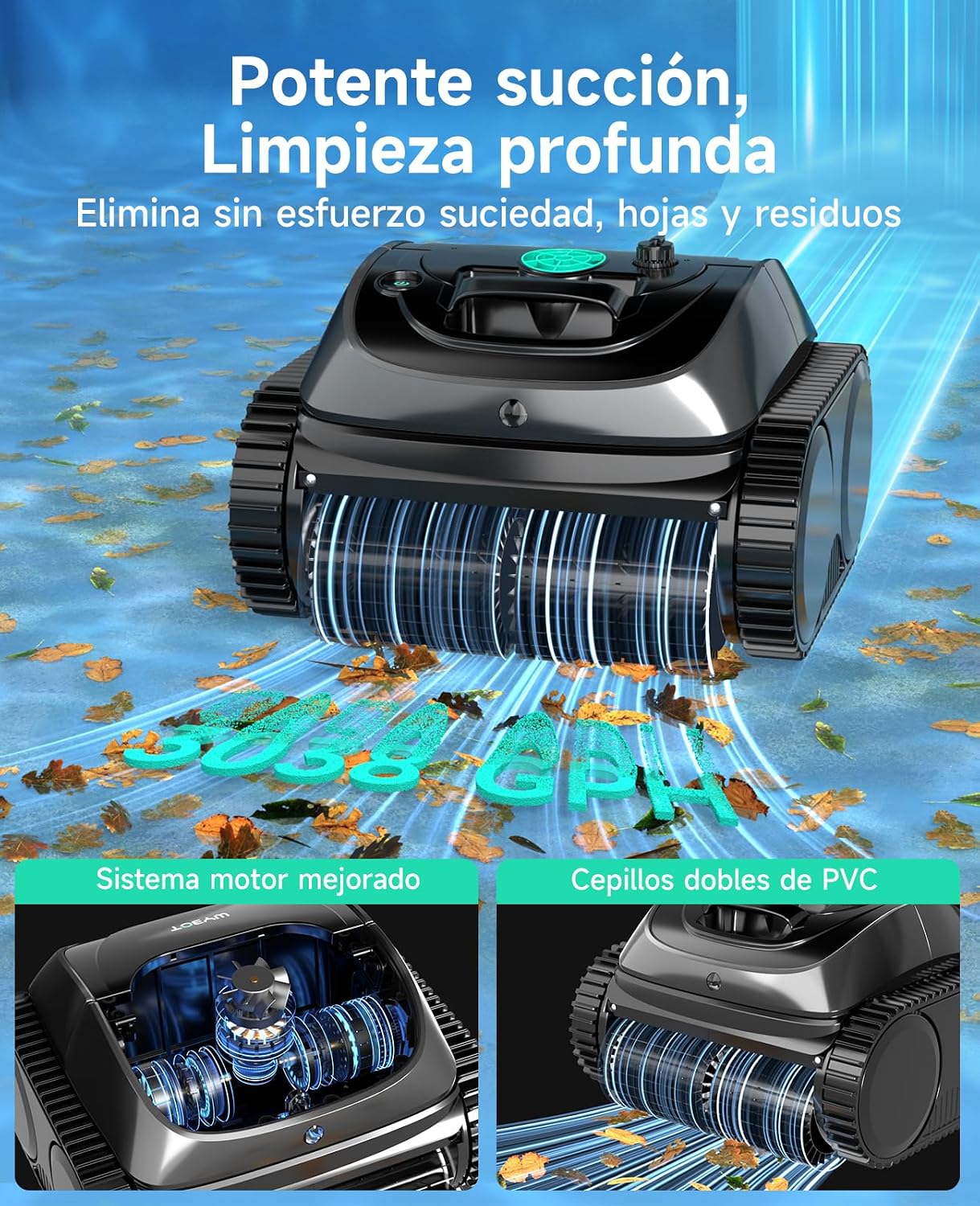 WYBOT C1 Robot Limpiafondos Piscina con Planificación Inteligente de Rutas, Limpieza Automática de Fondo, Paredes y Línea de Agua, Triple Motor Mejorado, 150 Min, hasta 150㎡(Negro)