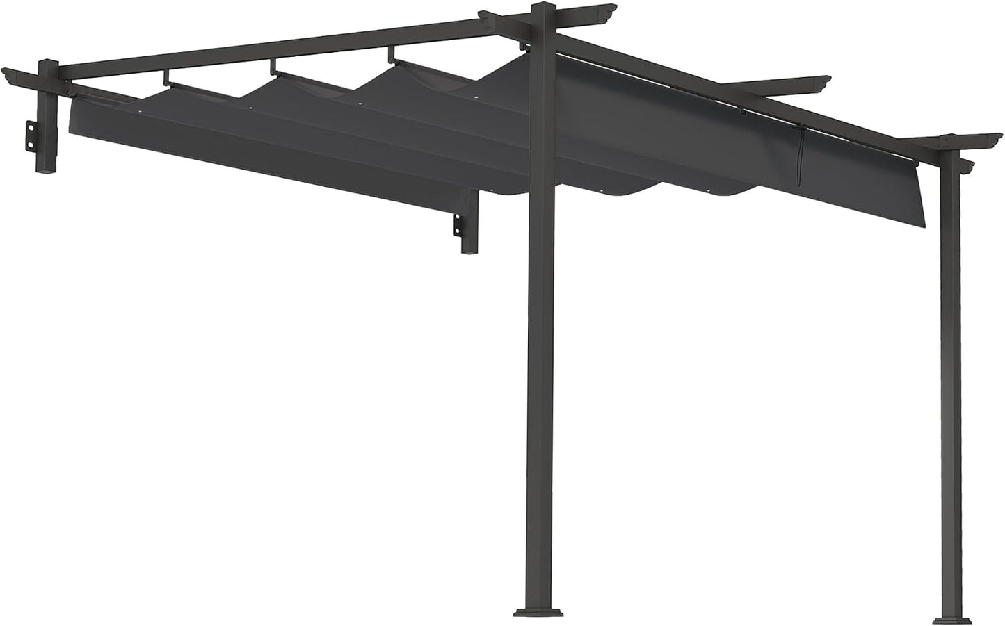 Outsunny pérgola con tejado Aprox. 3x3m para Patio y pabellón de jardín, aluminio, montado en la pared, protección solar ajustable
