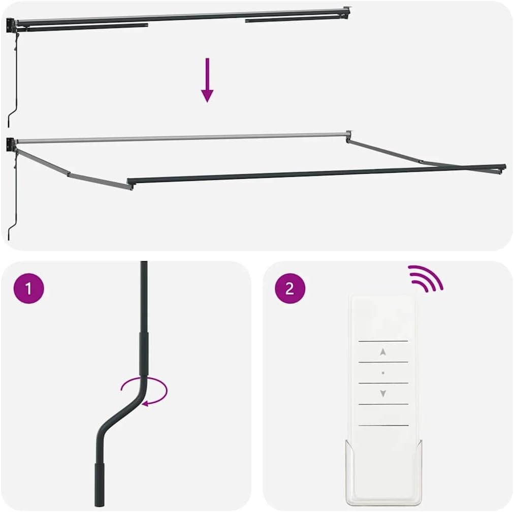 Brokky Toldo Motorizado 4X 3 m Toldo Articulado Eléctrico con Mando a Distancia para Terraza, Jardín-Marrón-4 x 3 m-Marco Antracita