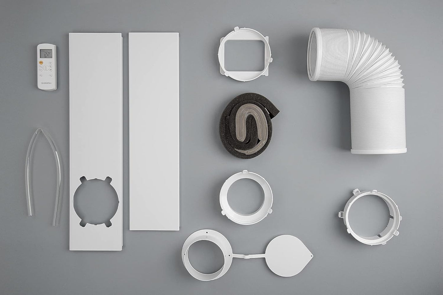 Ariston, Mobis 10- Pinguino Aire Acondicionado Portátil Silencioso con Temporizador y Mando a Distancia, Climatizador 24x69x2.5 Blanco Fabricado para Instalación en España, Eficiencia A+ Rango(A+++/D)
