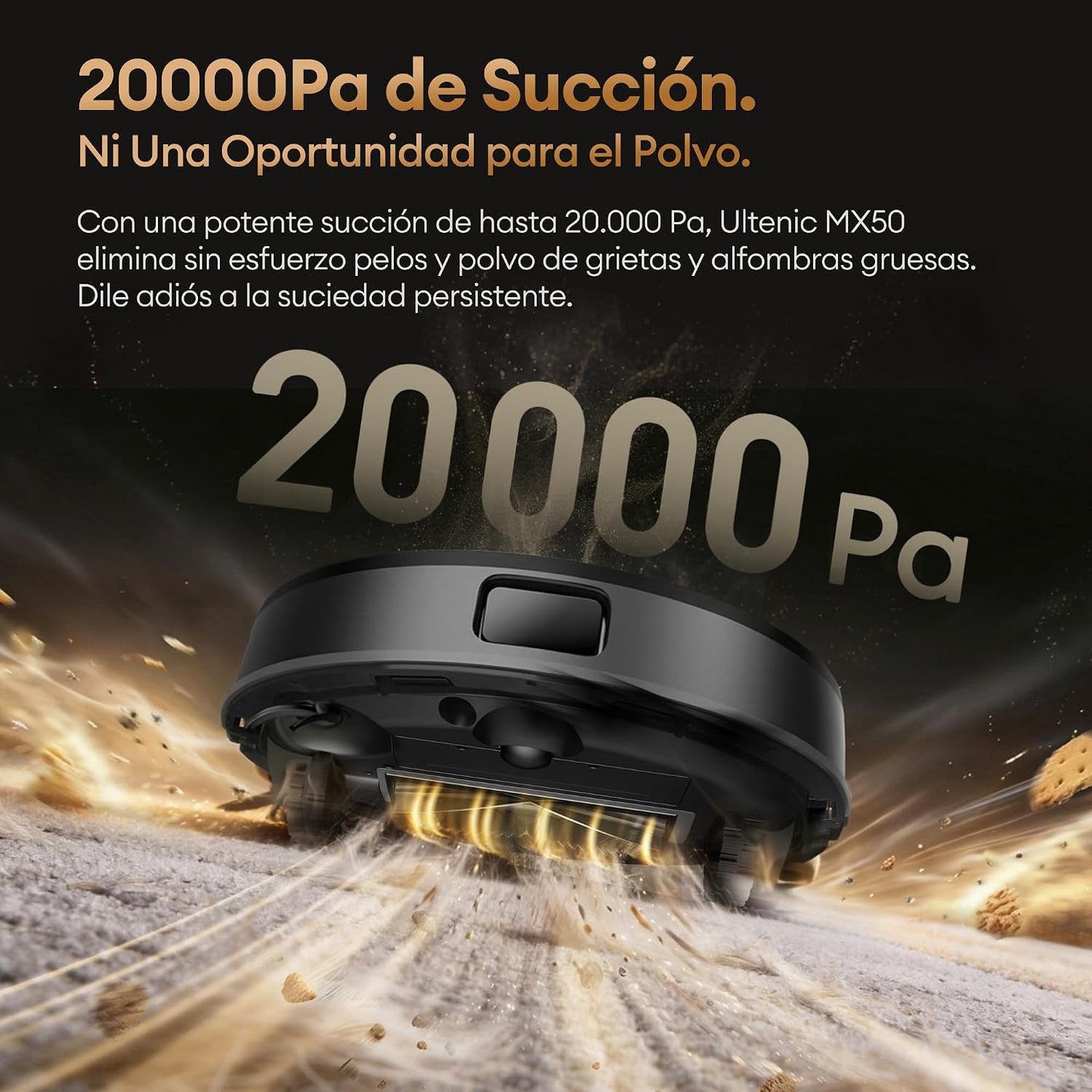 Ultenic MX50 Robot Aspirador y Fregasuelos con IA y Estación Todo en Uno | Autolimpieza con Agua Caliente 65°C y Secado 45°C | Mopa Extensible y Elevación Automática | 20000 Pa Autovaciado 90 Días
