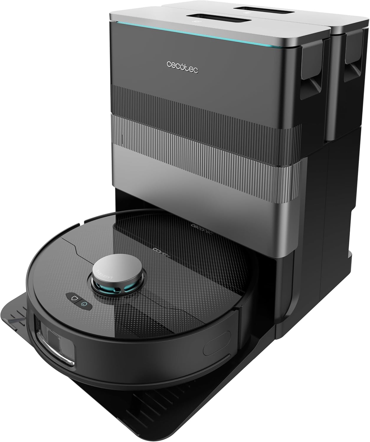 Cecotec Robot Aspirador y Friegasuelos con IA y Base Autovaciado Conga X70 | Motor de Succión 15000Pa, Base 4 en 1, Tecnología Láser, Mopas Giratorias, Cepillo Lateral, App y Bluetooth