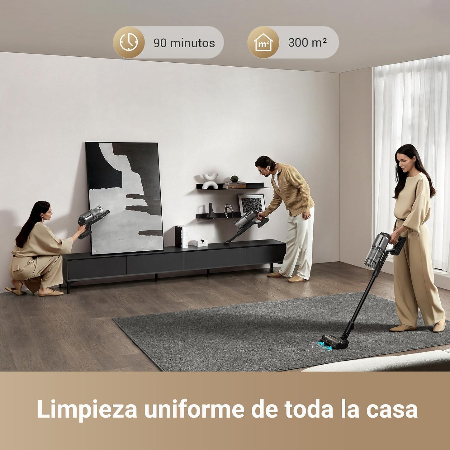 DREAME Z30 Aspiradora sin Cable, 28000 PA/310 AW Aspiradora con Motor de Alta Velocidad, Máximo 90 Min, Filtro Hepa H14, Revelación de Polvo, Detección de Suciedad, Ajuste Automático de Succión