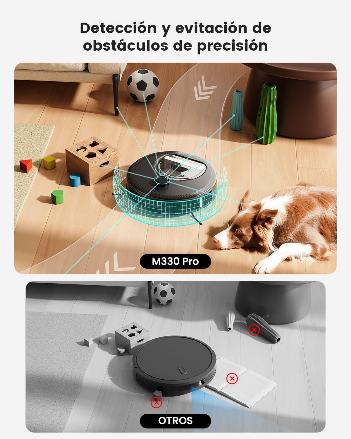 Lefant M330 Pro Robot Aspirador y Fregasuelos con Mapeo 3 en 1, 5000Pa de Succión, 150 min, Evitación de Obstáculos PSD 190°, Navegación dToF, Zonas Virtuales, 2,4GHz y 5GHz WiFi/Alexa/App, Negro
