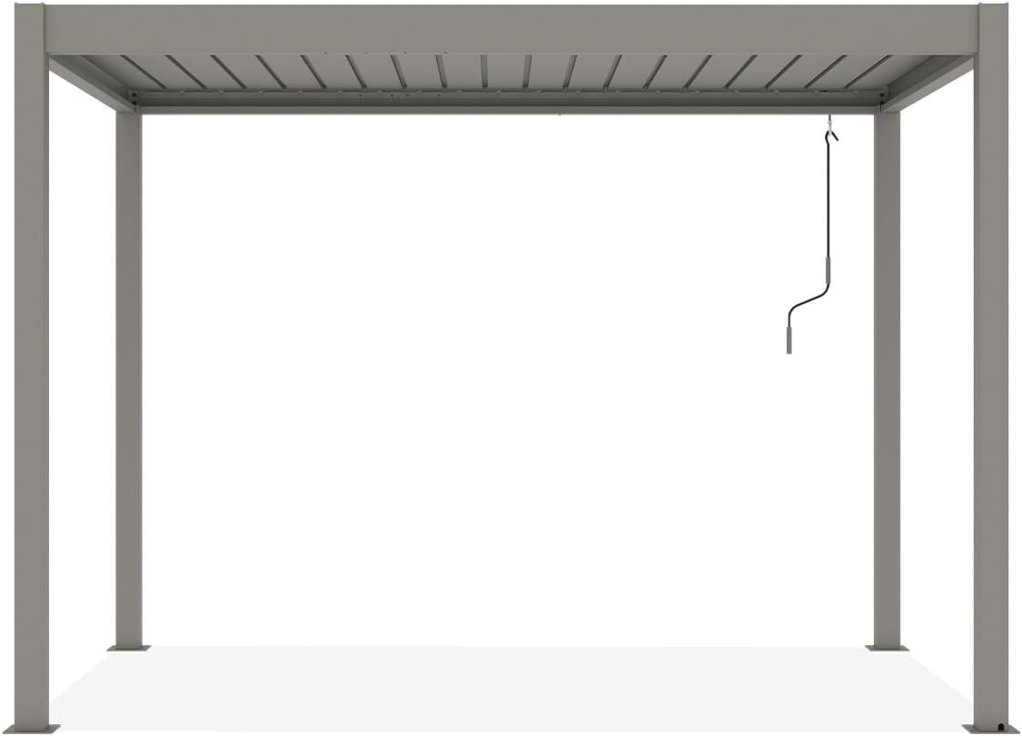CAZEBOO Pérgola Bioclimática Autoportante Piana 297x195 cm (3x2 m – 6 m²) Aluminio Gris Topo – Lamas Orientables 0-110° Acero – Resistencia Viento 70 km/h – Kit Completo con Manivela y Anclajes