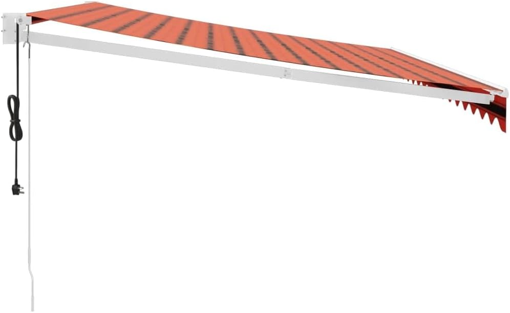 Brokky Toldo Motorizado 4.5X 3 m Toldo Articulado Eléctrico con Mando a Distancia para Terraza, Jardín-Naranja y marrón-4.5 x 3 m-Marco Blanca
