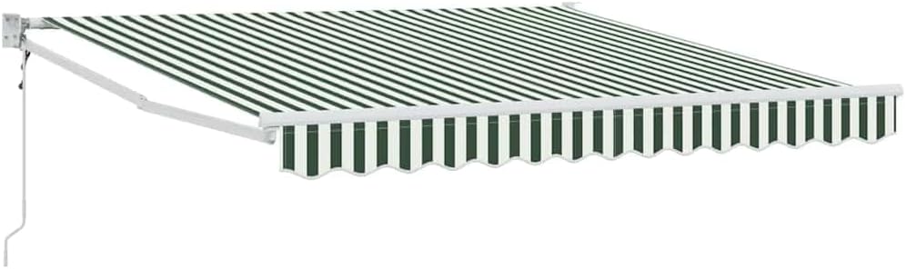 Toldo Motorizado 3x2,5 Toldo electrico Toldos Exterior terraza con Manivela y Marco de Aluminio para Jardín Puerta Ventana-Verde y Blanco-3 x 2,5 m-Marco Blanca
