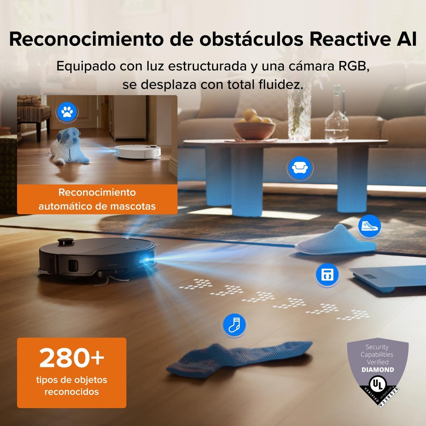 roborock Qrevo Edge 2 Robot Aspirador, Succión de 25000 Pa, 7,98 cm Ultrafino para Espacios Reducidos, Base Todo en Uno, Sistema antienredos, Evitación de 280+ Tipos de Obstáculos, Negro