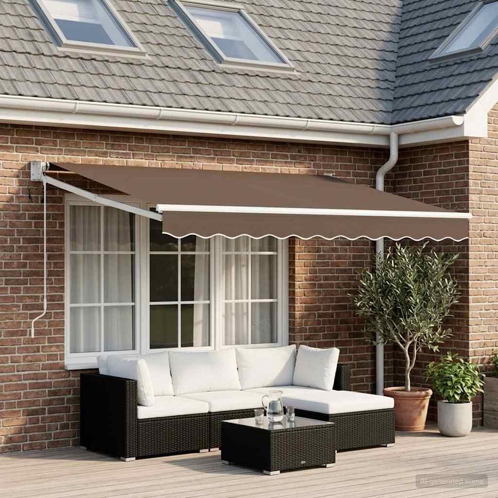 VidaXL - Toldo retráctil eléctrico (100% poliéster, aluminio, toldo eléctrico automático, moderno, retráctil, con LED, cobertizo exterior, sombra funcional