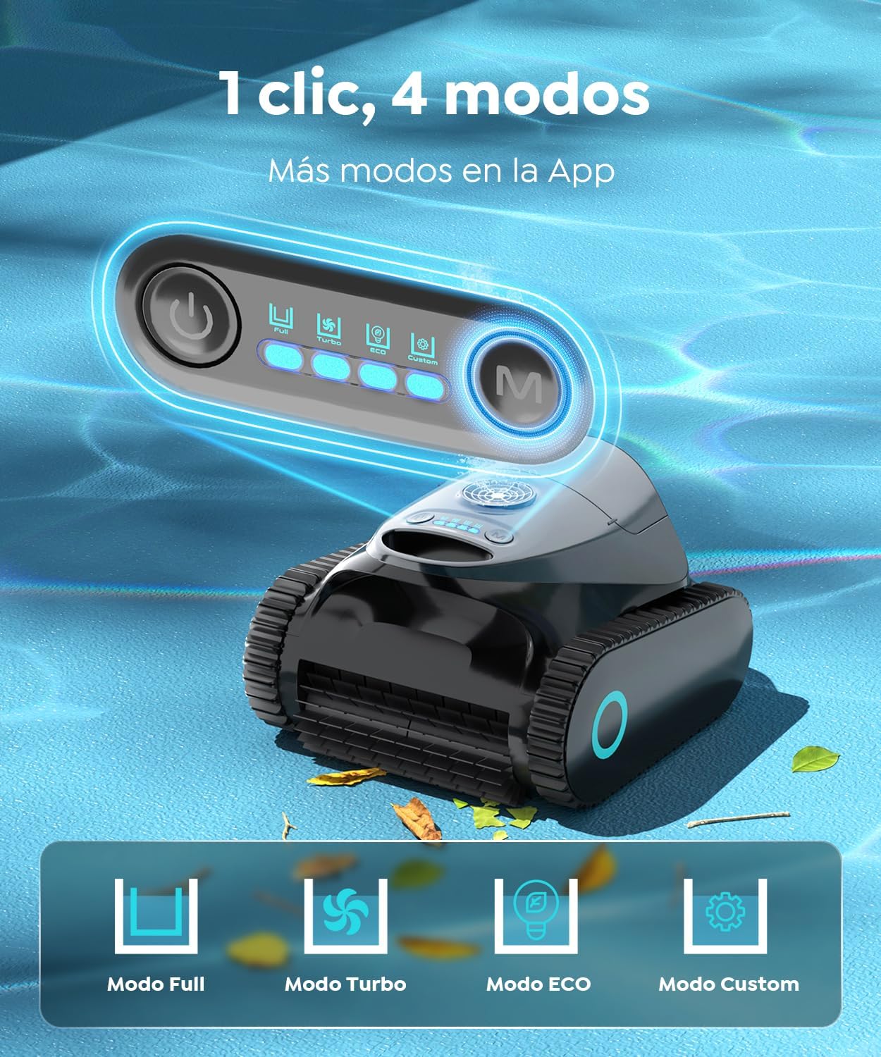 C1 Robot Piscina Limpiafondos y Paredes, Doble Filtro, 7 Modos de Limpieza, 180 min Autonomía, Aspirador Piscina con App, Limpiafondos Piscina de hasta 150 m²，Platino