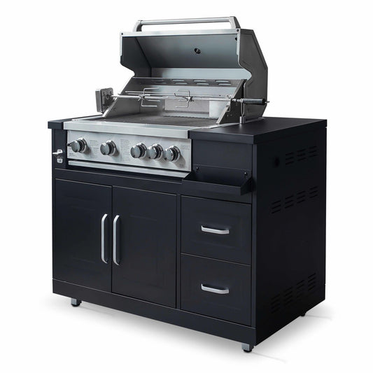 Mueble De Barbacoa A Gas Con 4 Quemadores Y Asador  Oviala