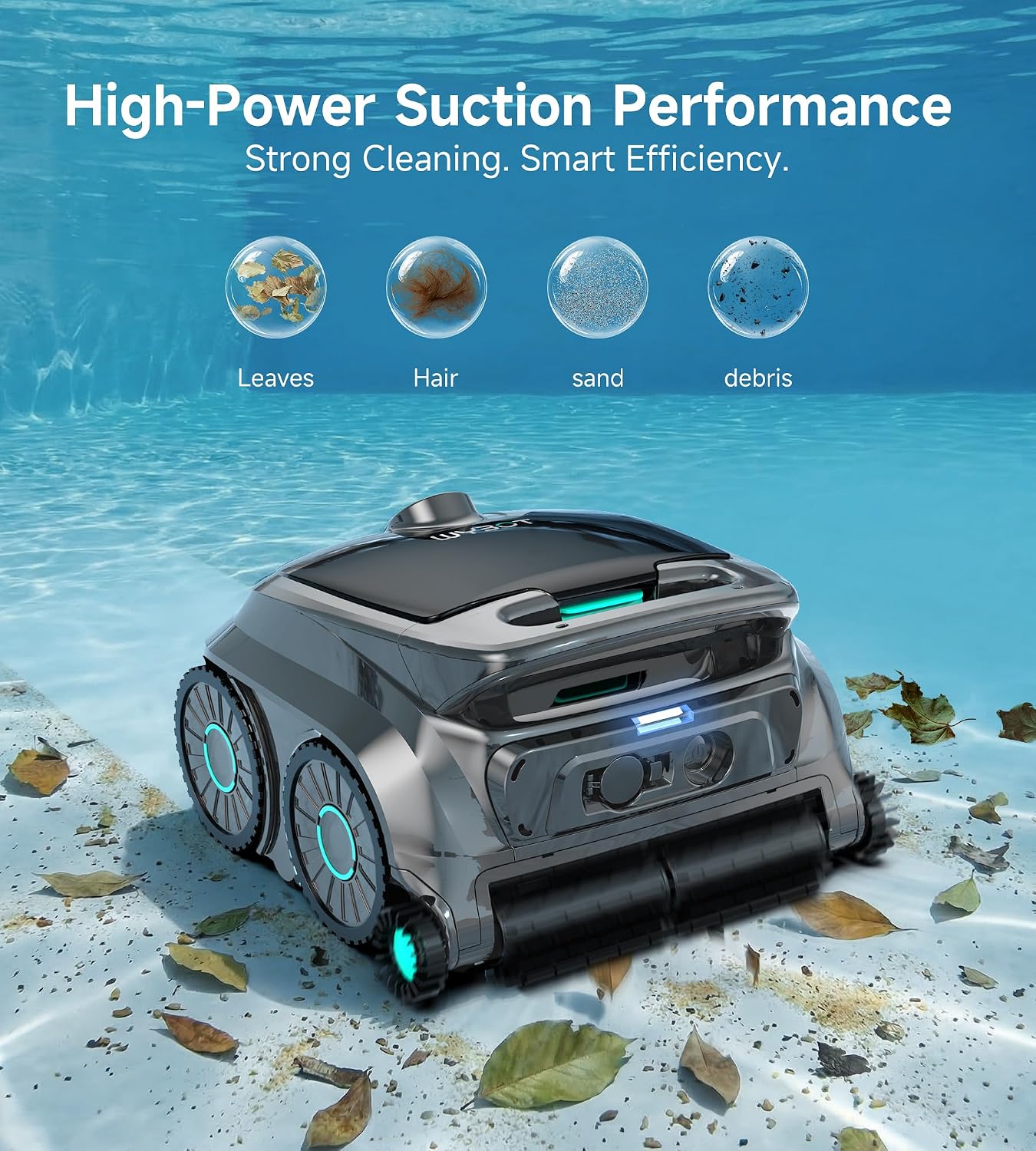 WYBOT OS600 Robot Piscina Limpiafondos, Inalámbrico, 120 Min Autonomía, Limpia Fondo Y Paredes, Navegación Inteligente, para Piscinas Enterradas Y sobre Suelo,Verde Claro Brumoso