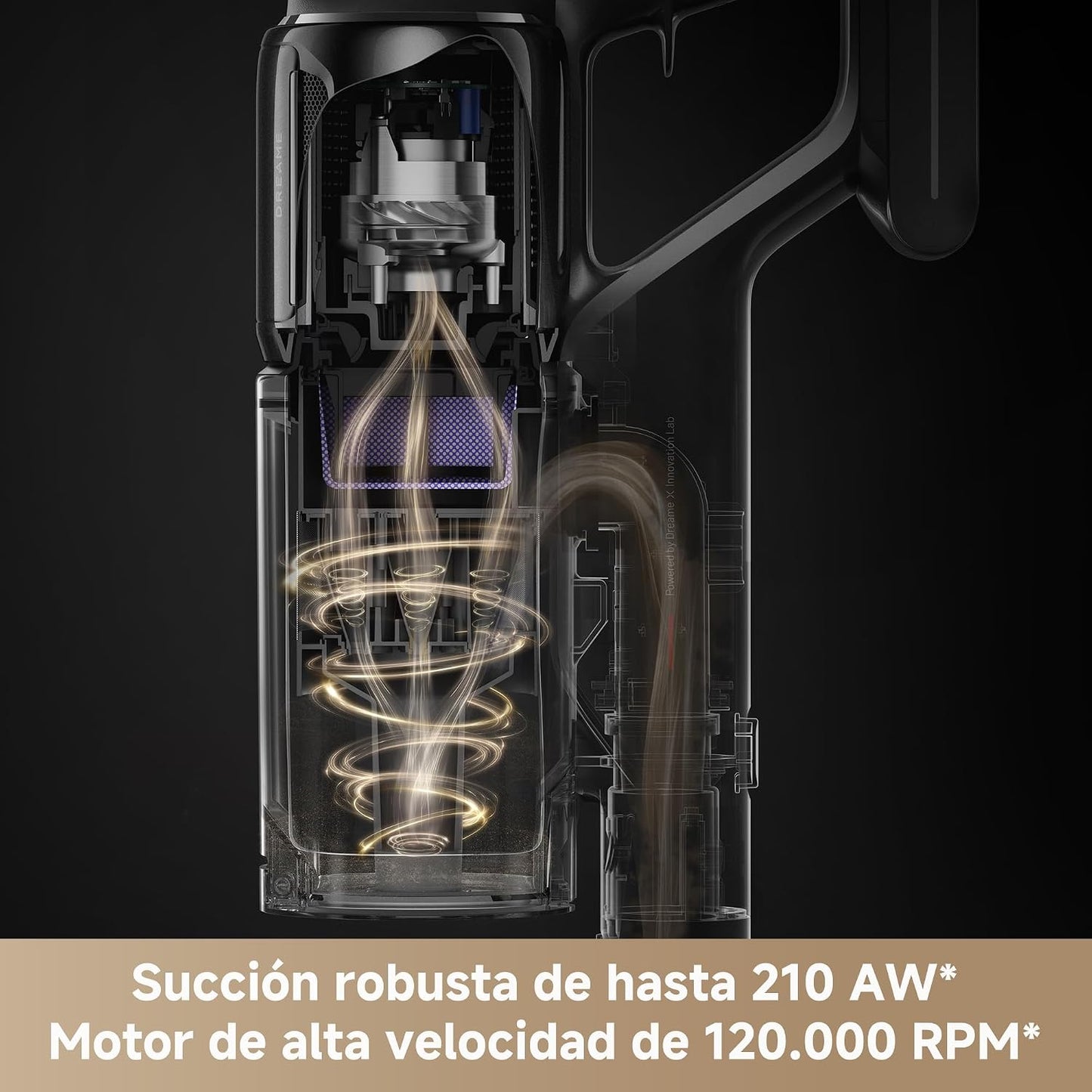 DREAME Z10 Aspirador Sin Cable, 24000 PA/Succión de 210 AW, Tiempo de Limpieza MAX 90 min, 99,99% de Eficiencia de Filtrado, Filtro HEPA H14, Aspirado Antienredos en Varias Superficies