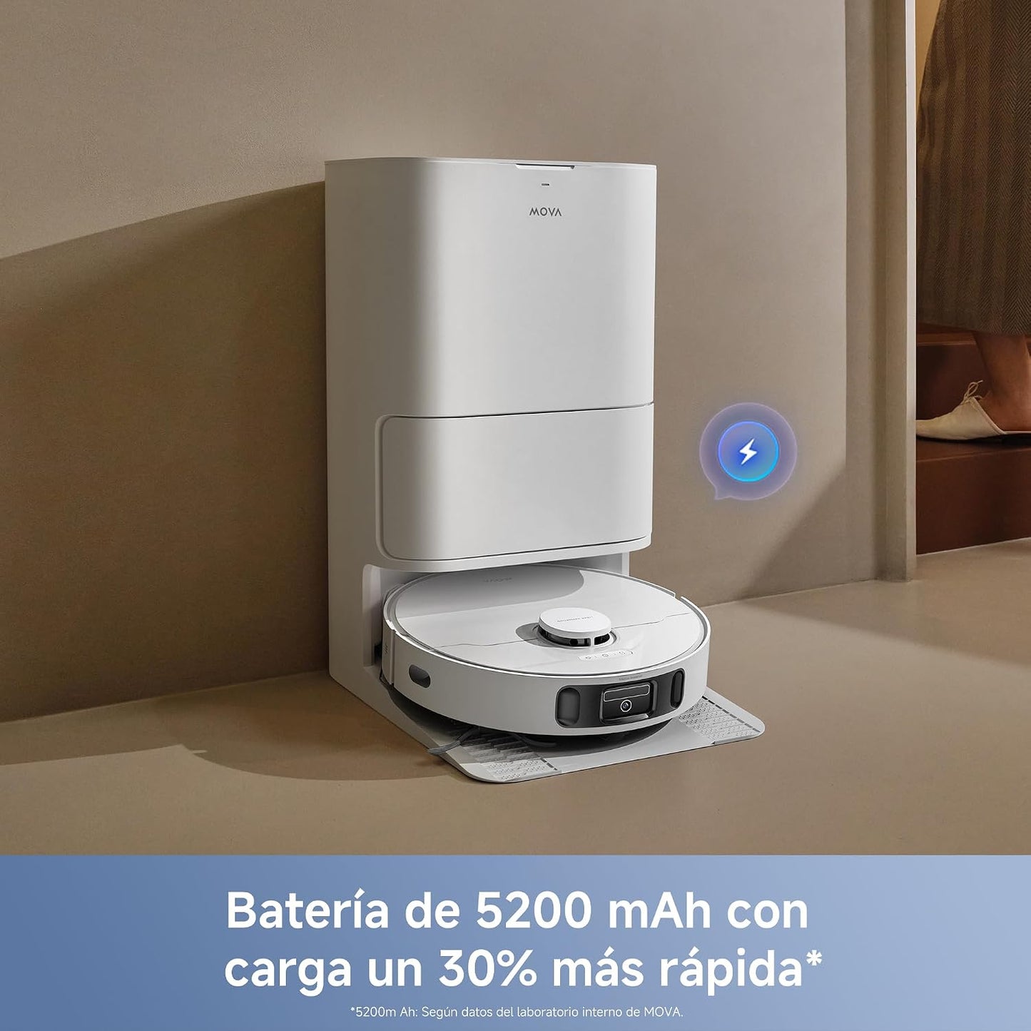 Mova E40 Ultra Robot Aspirador y Fregasuelos 19.000 Pa Tecnología de Fregado MaxiReach, Cepillo Lateral Antienredos, hasta 75 Días de Limpieza sin Intervenir Modo para Mascotas Estación Todo en Uno