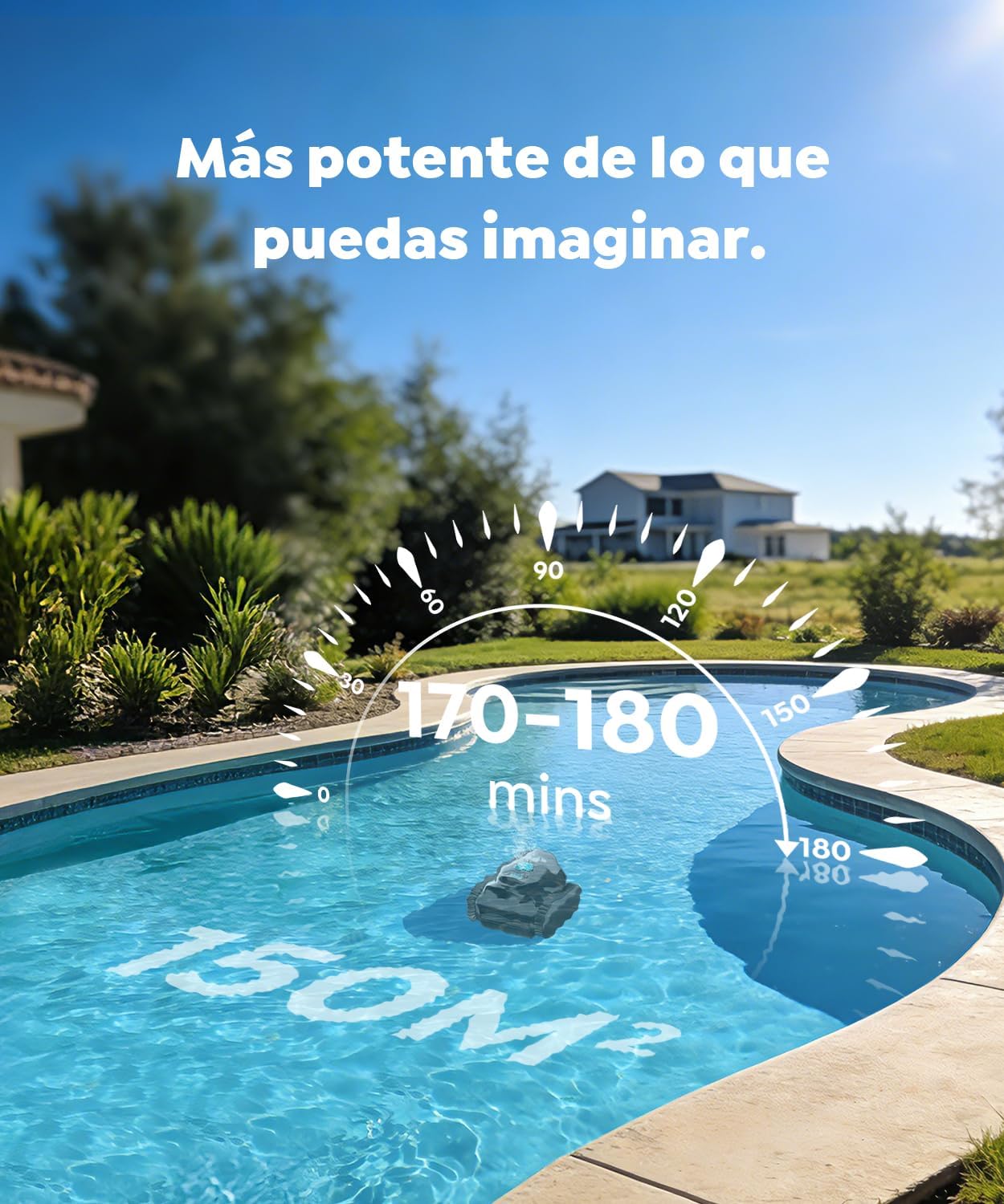 C1 Robot Piscina Limpiafondos y Paredes, Doble Filtro, Aspirador Piscina Bateria, 7 Modos Limpieza, 170-180 min Autonomía, Limpiador con App, Limpiafondos Piscina de hasta 150 m², Azul Abismo
