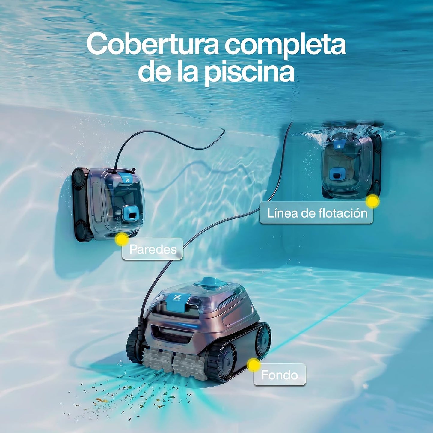 Zodiac CNX 30 iQ - Robot limpiafondos automatico con cable Piscina hasta 12x6m, Limpia Fondo, Paredes y Linea Flotación. Control vía App, Tecnología ciclónica - Incluye Cable de 18m y Doble filtración