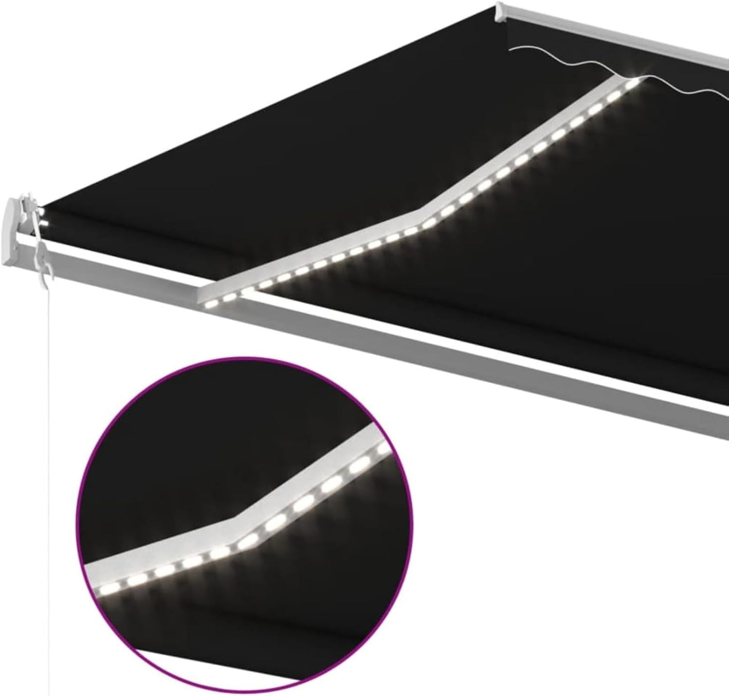IKAYAA Toldo Motorizado 600 x 300 cm con luz LED, Toldo Eléctrico y Manual Retráctil,Toldo Articulado Eléctrico con Mando a Distancia, Toldo Brazo Extensible para Terraza, Jardín Antracita