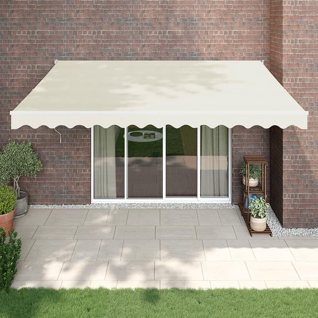 Brokky Toldo Motorizado 4.5X 3 m Toldo Articulado Eléctrico con Mando a Distancia para Terraza, Jardín-Crema-4.5 x 3 m-Marco Blanca