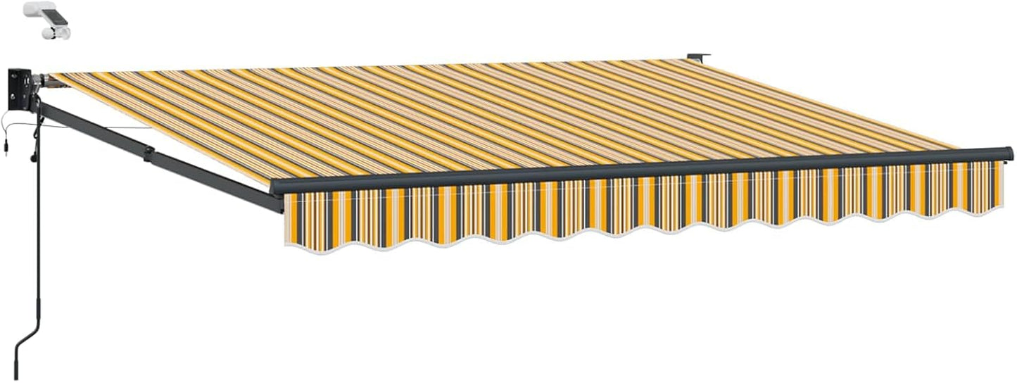 vidaXL Toldo retráctil eléctrico amarillo y gris 2,5 x 2 m, toldo eléctrico moderno automático, extensible, protección de jardín, protección al aire libre, pantalla solar funcional
