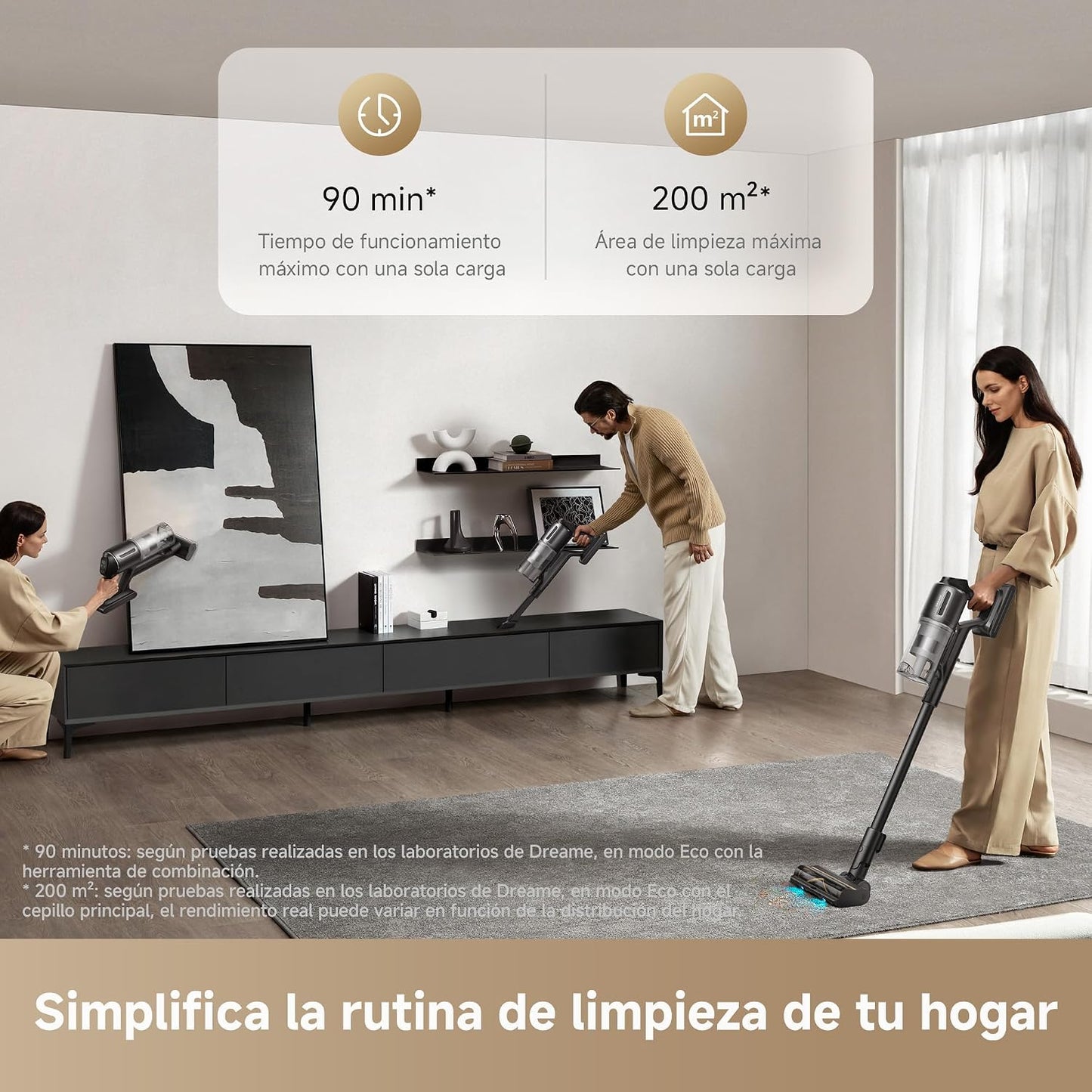 DREAME Z10 Aspirador Sin Cable, 24000 PA/Succión de 210 AW, Tiempo de Limpieza MAX 90 min, 99,99% de Eficiencia de Filtrado, Filtro HEPA H14, Aspirado Antienredos en Varias Superficies