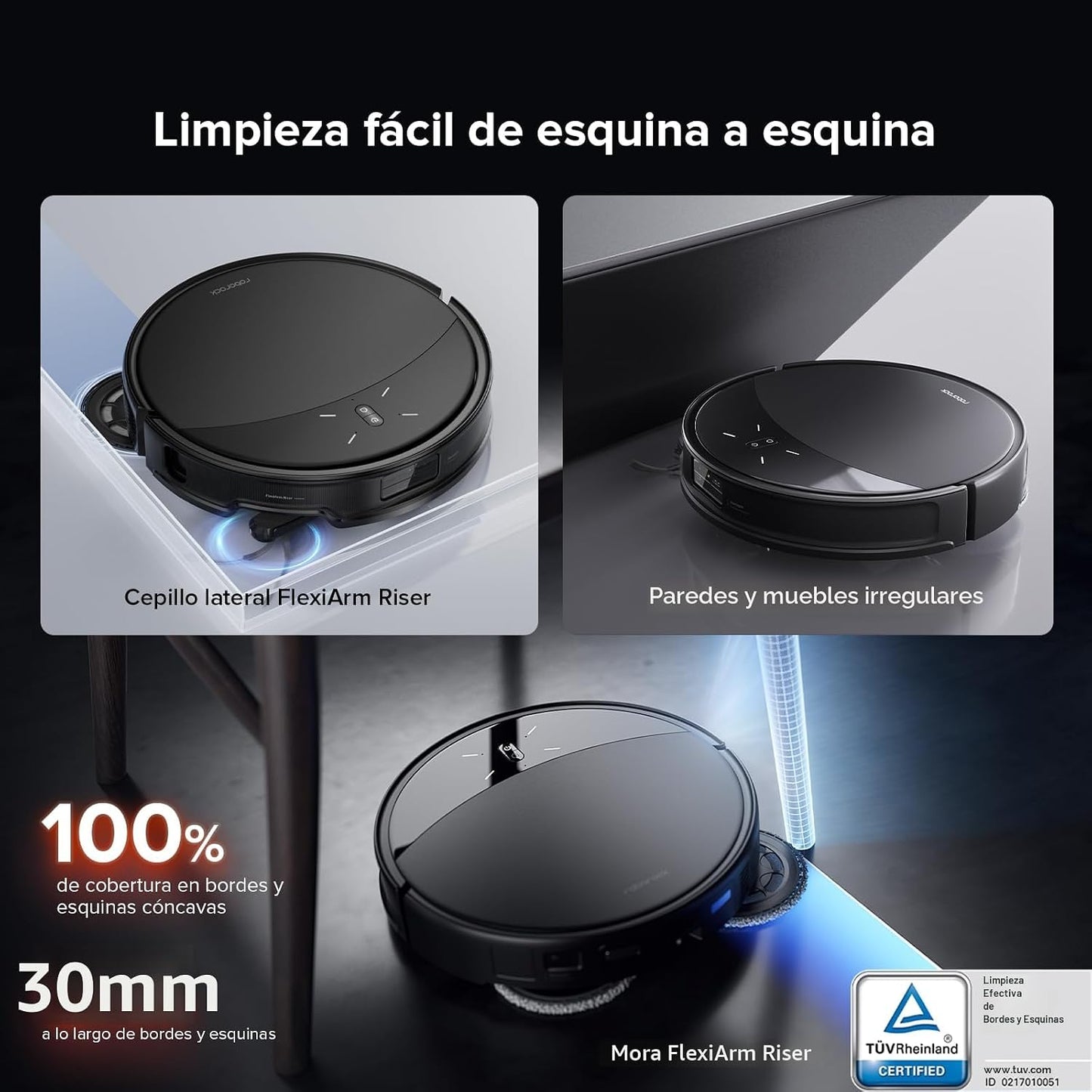 roborock Saros 10R Robot Aspirador 22000Pa Succión con mopa, Cuerpo Ultrafino de 7,98 cm, Obstáculo Extremo de 4 cm, Sin enredos, FlexiArm Riser, Vaciado Automático, Secado con Aire Caliente, Negro