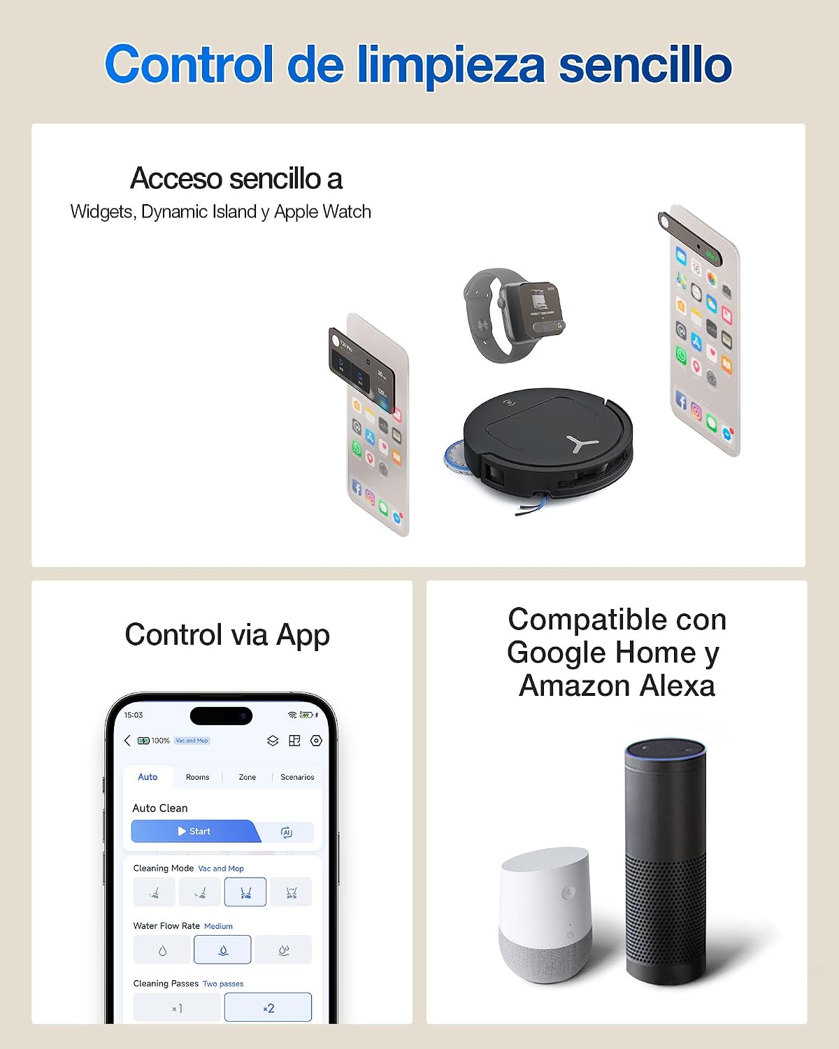 ECOVACS DEEBOT T50 Omni Gen3 Robot Aspirador y fregado, 25 000Pa, Cepillo mopa Extensibles, ZeroTangle 3.0, AIVI 3D 2.0, estación Omni Todo uno, Lavado con Agua Caliente a 75°C, Ultrafino 81mm, Negro