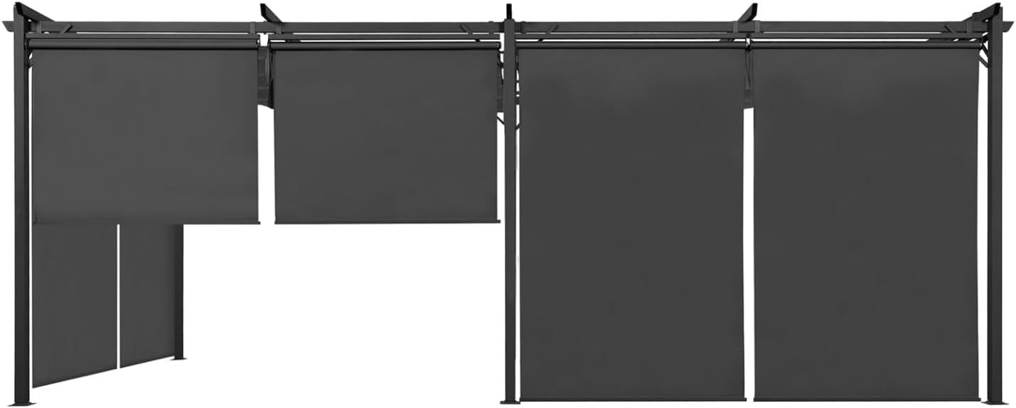 IDMarket - Pergola edición especial techo retráctil 3 x 6 m y 6 persianas, color gris