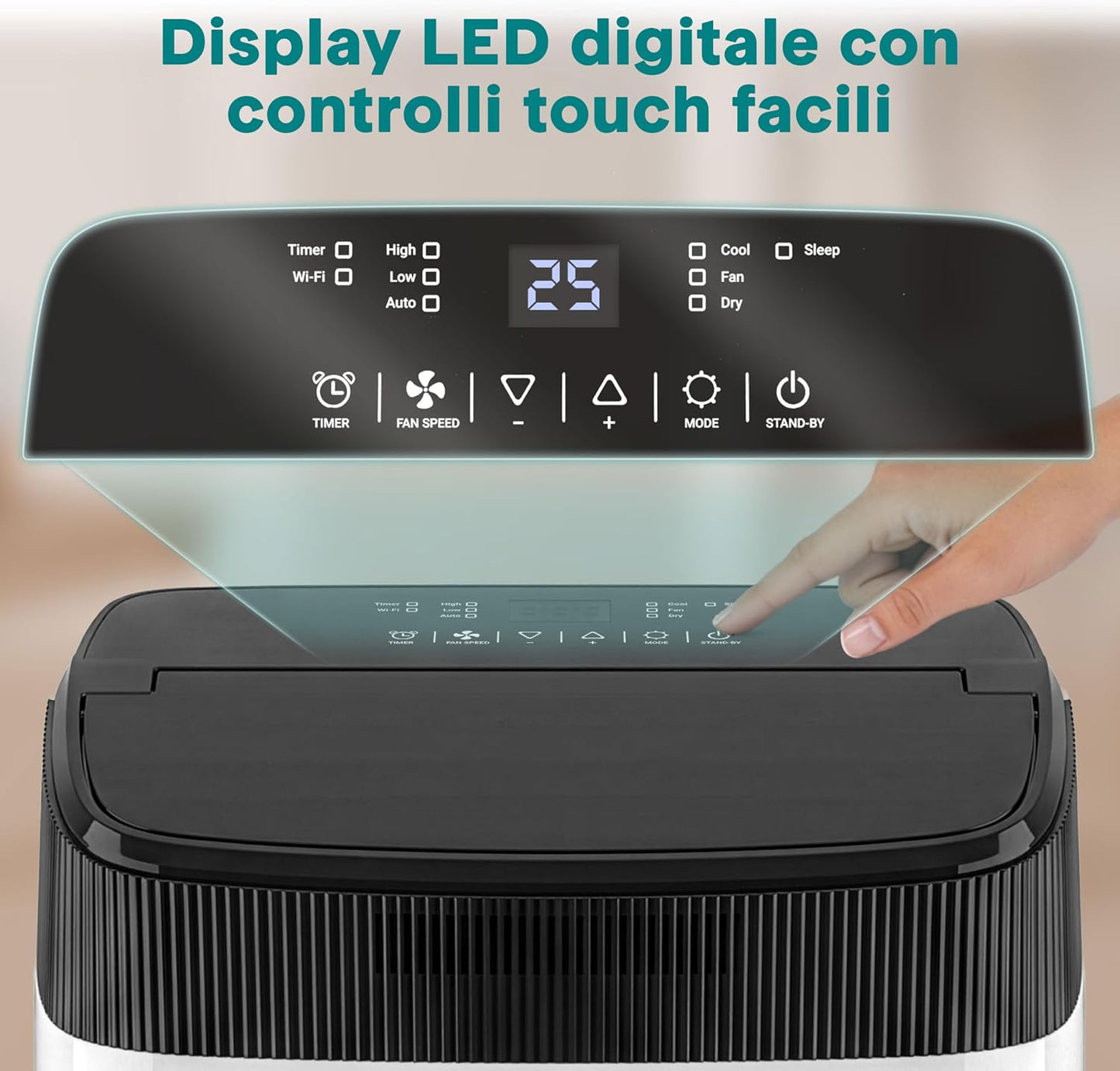 SereneLife Aire acondicionado portátil 3 en 1, deshumidificador integrado, ventilador, mando a distancia, kit de salida de ventana, 9,000 BTU, clase A