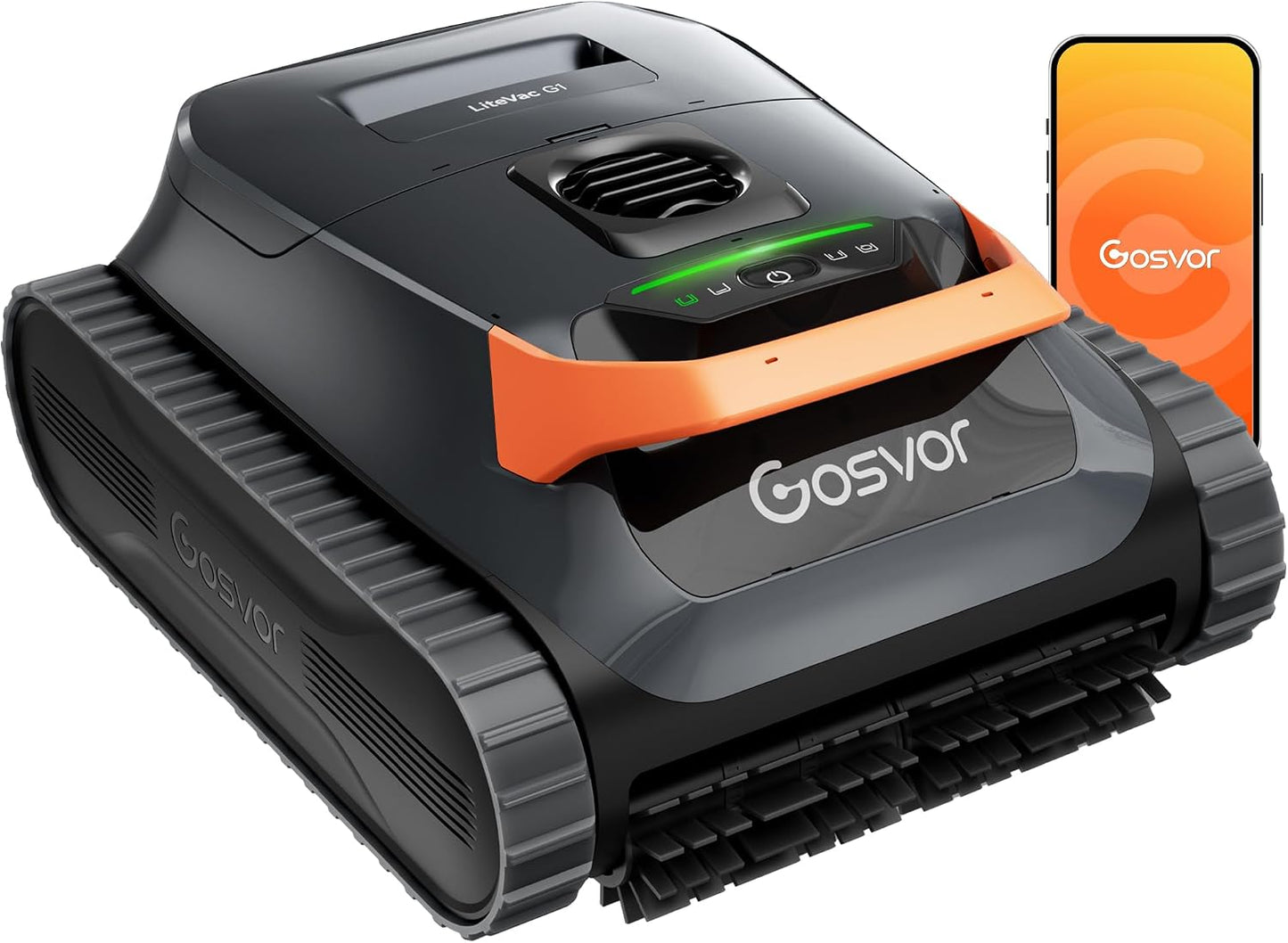 Gosvor (Nuovo 2026 Robot Piscina Limpiafondos y Paredes, Doble Filtración, Planificación Inteligente Rutas, 5 Modos, Control App, 200Min Autonomía, Línea Agua y Zona Poco Profunda,Gris Naranja