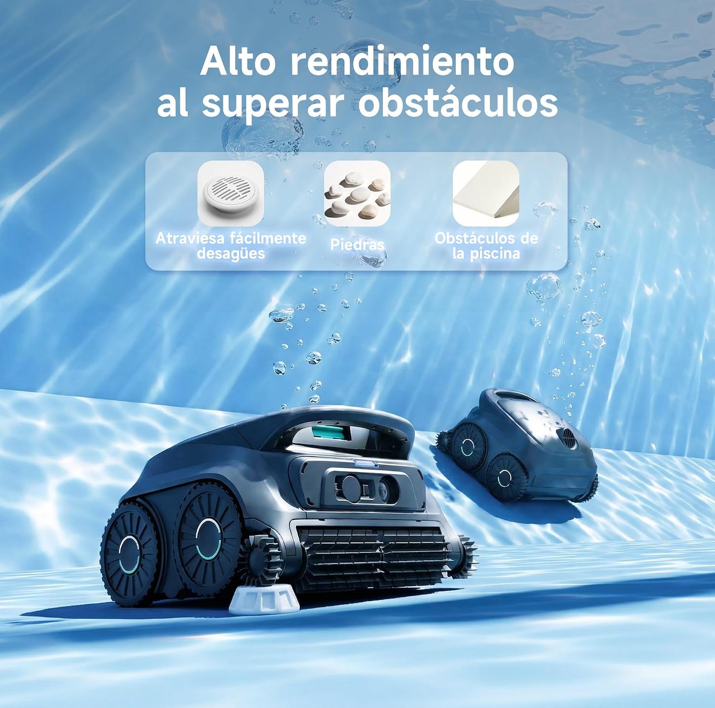 WYBOT B1 Robot de Piscina inalámbrico para Piscinas pequeñas, Robot de Limpieza Inteligente Ligero con Control de aplicación, Cubierta de Pared y Suelo, Dos cepillos Laterales, Negro y Verde