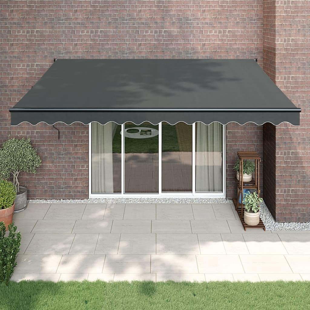 IKAYAA - Toldo eléctrico retráctil motorizado con brazo extensible para terraza, jardín, gris antracita (estructura gris), 4 x 3 m