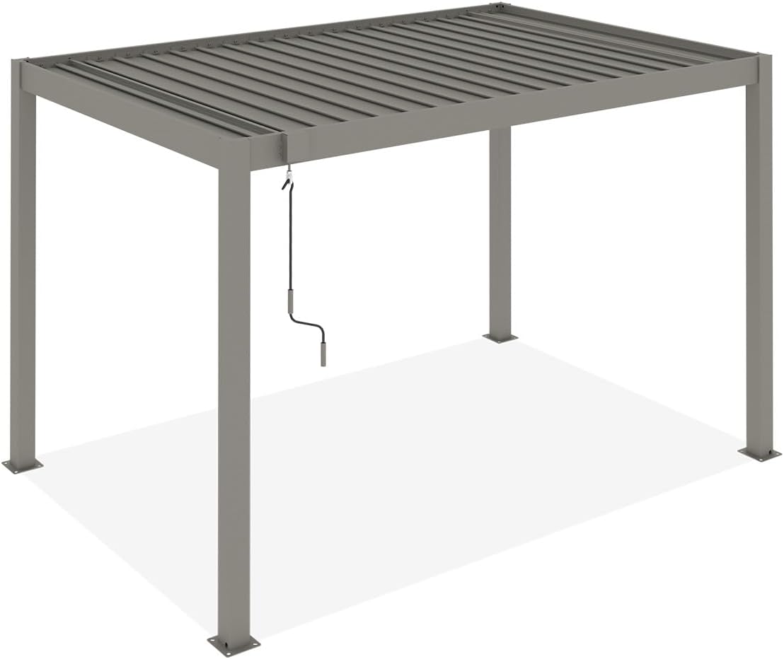 CAZEBOO Pérgola Bioclimática Autoportante Piana 297x195 cm (3x2 m – 6 m²) Aluminio Gris Topo – Lamas Orientables 0-110° Acero – Resistencia Viento 70 km/h – Kit Completo con Manivela y Anclajes