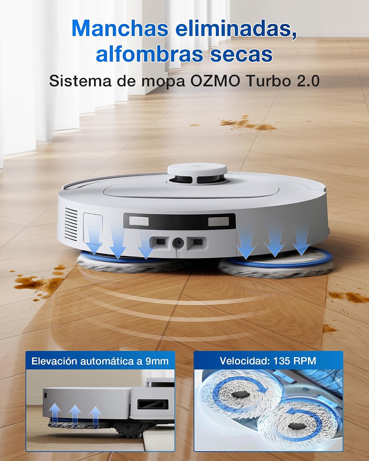 ECOVACS DEEBOT T30C Omni GEN2 Robot Aspirador con estación, 25000Pa, Lavado a Agua Caliente 75℃, mopa OZMO Turbo 2.0, Cepillo ZeroTangle 3.0, Limpieza húmeda adaptativa, Blanco