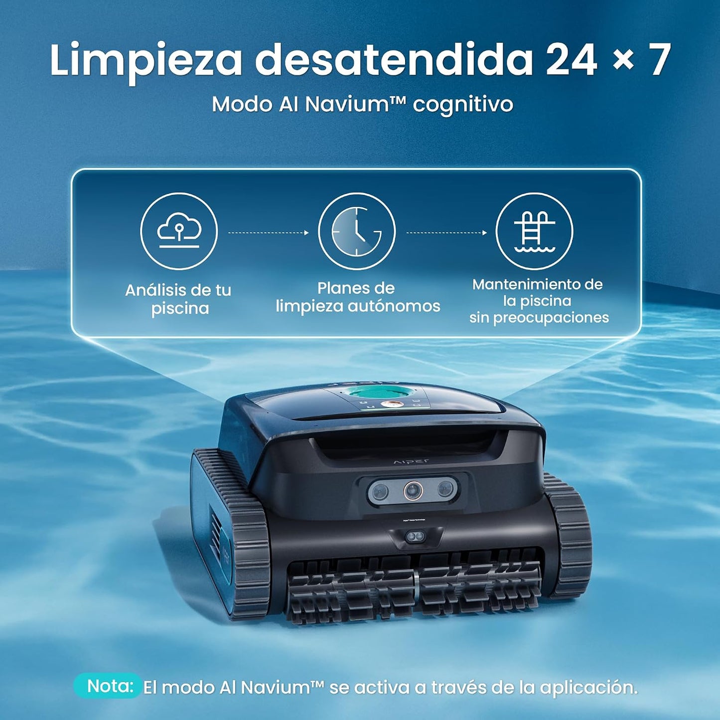 AIPER (Nuovo 2026) Scuba V3 Robot Limpiafondos Piscina Fondo y Paredes con Visión por IA, Limpiafondos Ligero con App, Succión Potente, Filtro de 3 μm, para Piscinas de hasta 200 m²