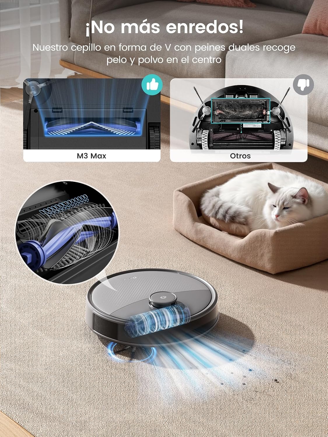 LEFANT M3 Max Robot Aspirador y Fregasuelos, Todo-en-Uno 20000 Pa, 210min, Auto-Lavado/Secado Mopa, Auto-Vaciado 3,2L, dToF Navegación Láser, Evita Obstáculos, WiFi/Alexa/App/i Watch, 2.4G & 5GHz WiFi