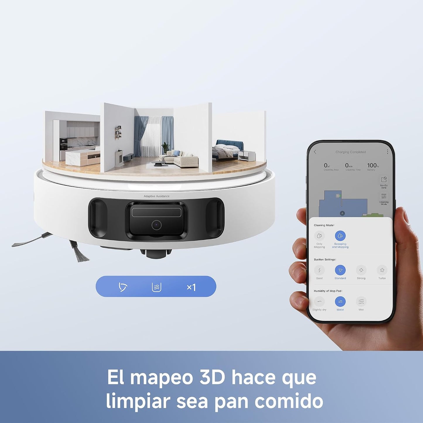 Mova E40 Ultra Robot Aspirador y Fregasuelos 19.000 Pa Tecnología de Fregado MaxiReach, Cepillo Lateral Antienredos, hasta 75 Días de Limpieza sin Intervenir Modo para Mascotas Estación Todo en Uno