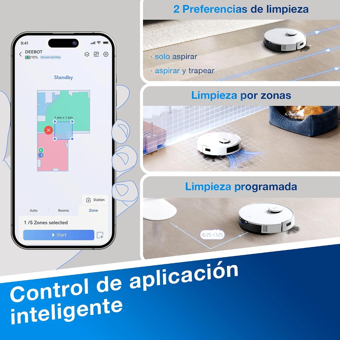 ECOVACS DEEBOT N20 Plus Robot Aspirador y fregasuelos, Potencia de succión de 8000 Pa, estación Dustbagless PureCyclone, Anti-enredos de Pelo, Tiempo de Funcionamiento de hasta 300 Minutos