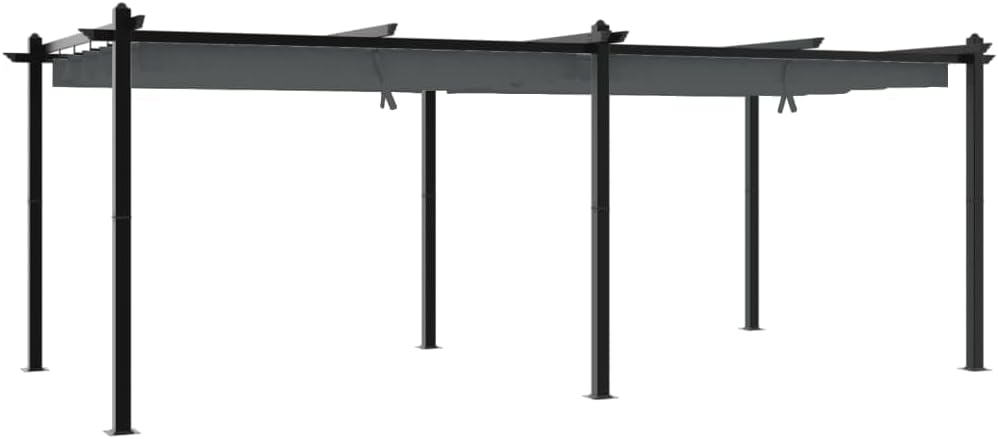 vidaXL Cenador de jardín con Techo retráctil Aluminio Antracita 3x6 m, cenador de Exterior, pabellón, pérgola, cenador de Patio, pabellón de jardín