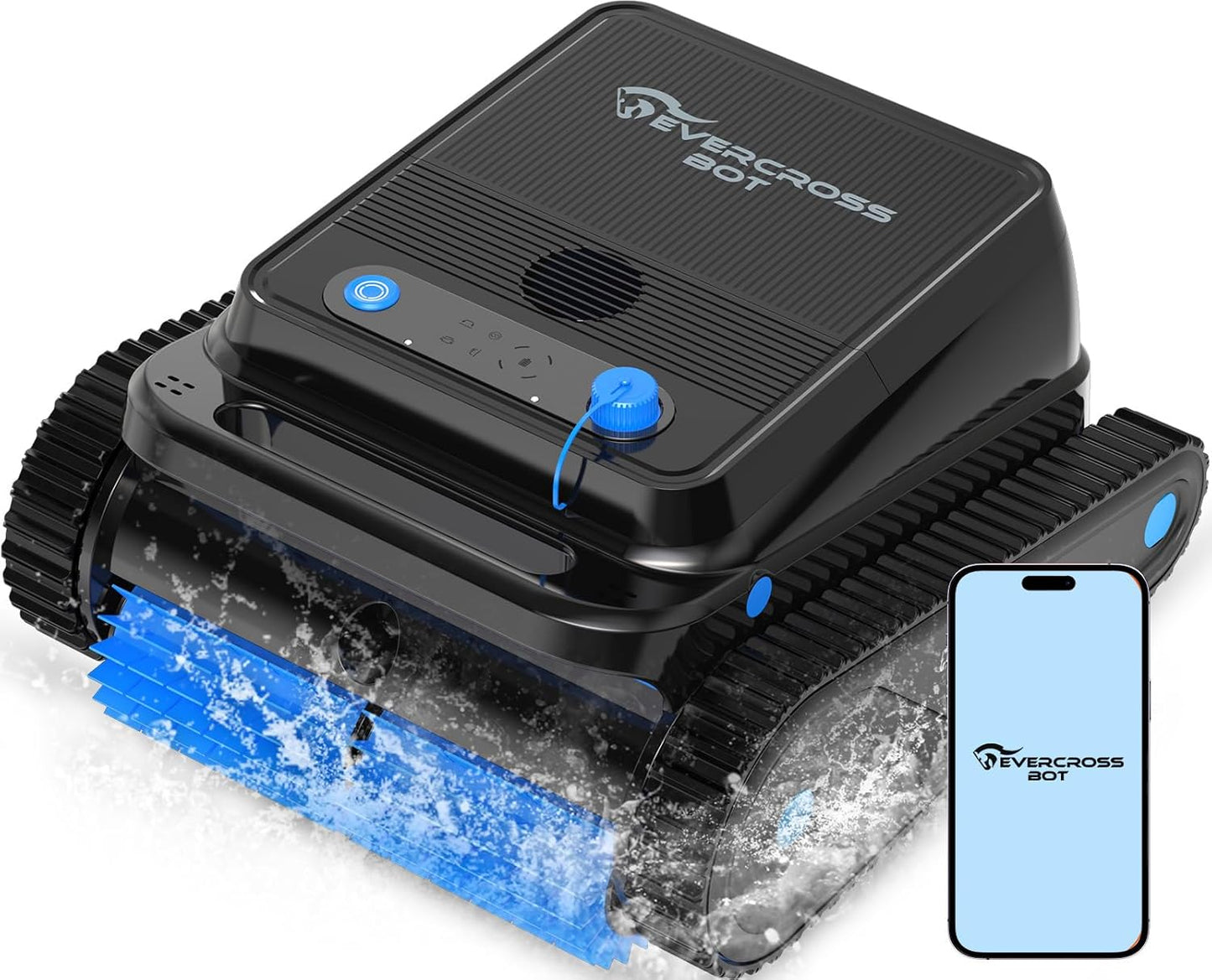 (Nuovo 2026) EVERCROSS BOT Robot Limpiafondos Piscina Automático con App, Robot Piscina sin Cable, Limpieza Completa Suelo y Paredes, 120 Min, Regreso Automático, 200 m²