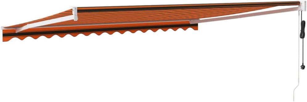 Brokky Toldo Motorizado 4.5X 3 m Toldo Articulado Eléctrico con Mando a Distancia para Terraza, Jardín-Naranja y marrón-4.5 x 3 m-Marco Blanca