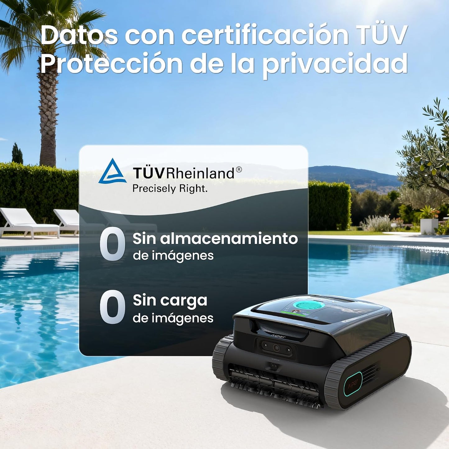AIPER (Nuovo 2026) Scuba V3 Robot Limpiafondos Piscina Fondo y Paredes con Visión por IA, Limpiafondos Ligero con App, Succión Potente, Filtro de 3 μm, para Piscinas de hasta 200 m²