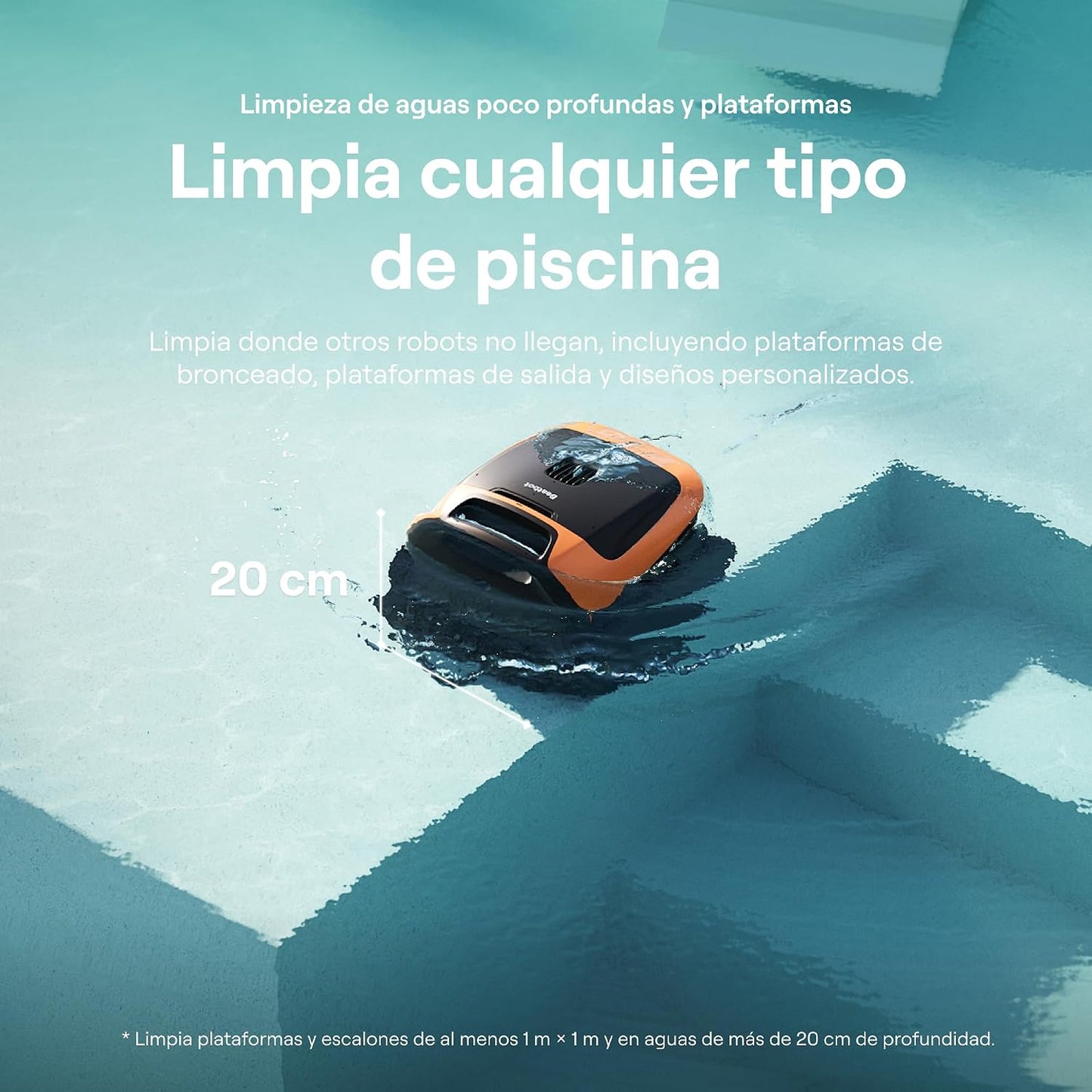 Beatbot (2026 Nuevo Sora 30 Robot Piscina limpiafondos y Paredes, Plataformas y línea de flotación, 25700 LPH, Posicionamiento Superficie, 5l residuos,App,Piscinas enterradas y elevadas, Orange