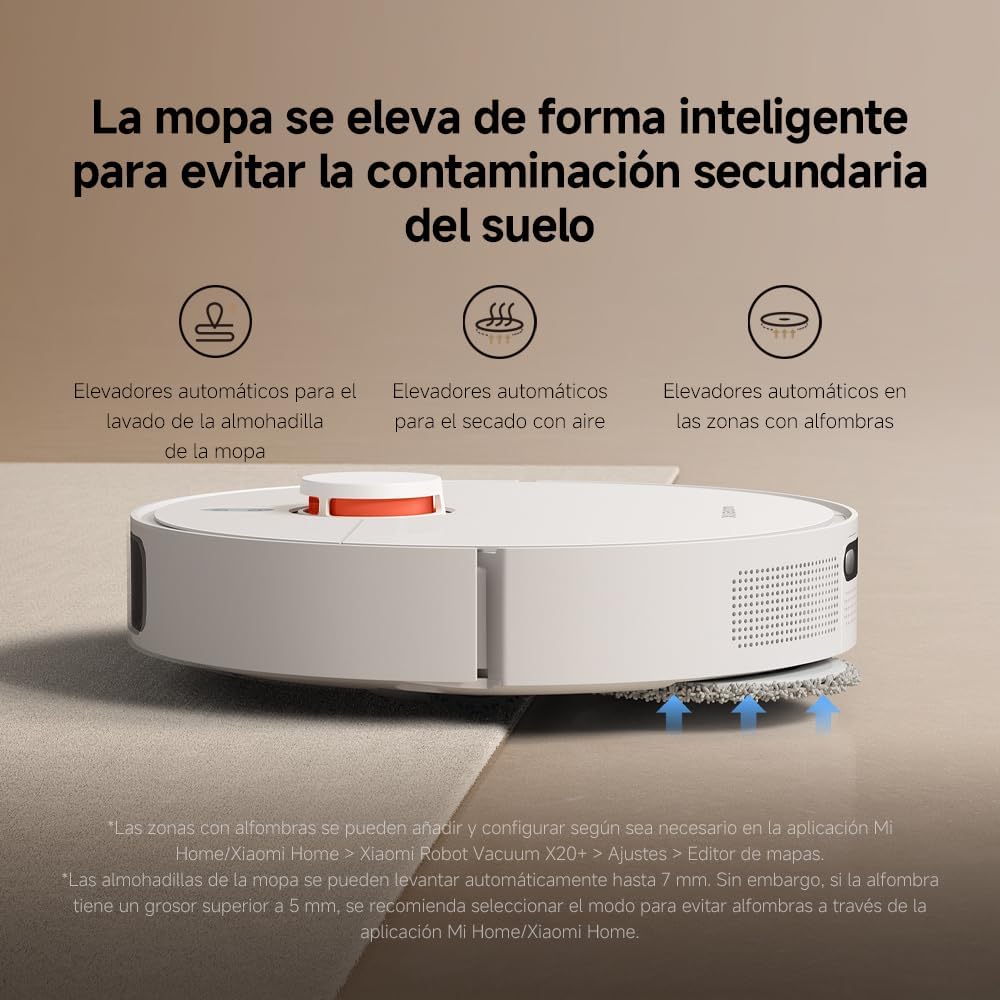 XIAOMI Robot Vacuum X20+, estación Todo-en-uno con Recogida de Polvo, Lavado y Secado automático, succión 6000Pa, evitación S-Cross™, navegación LDS y Control por App