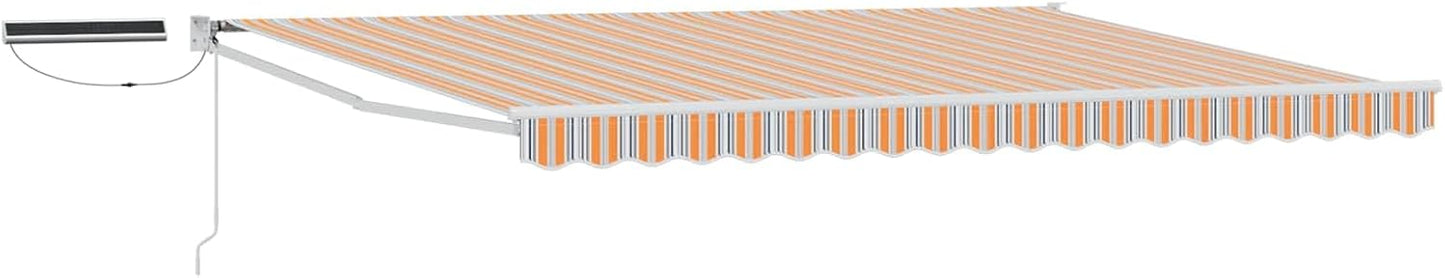 vidaXL Toldo Eléctrico Retráctil Azul y Naranja 5x3m Toldo Eléctrico Moderno Toldo de Jardín con Mando a Distancia Soluciones de Sombra Exterior Retráctil Ecológico