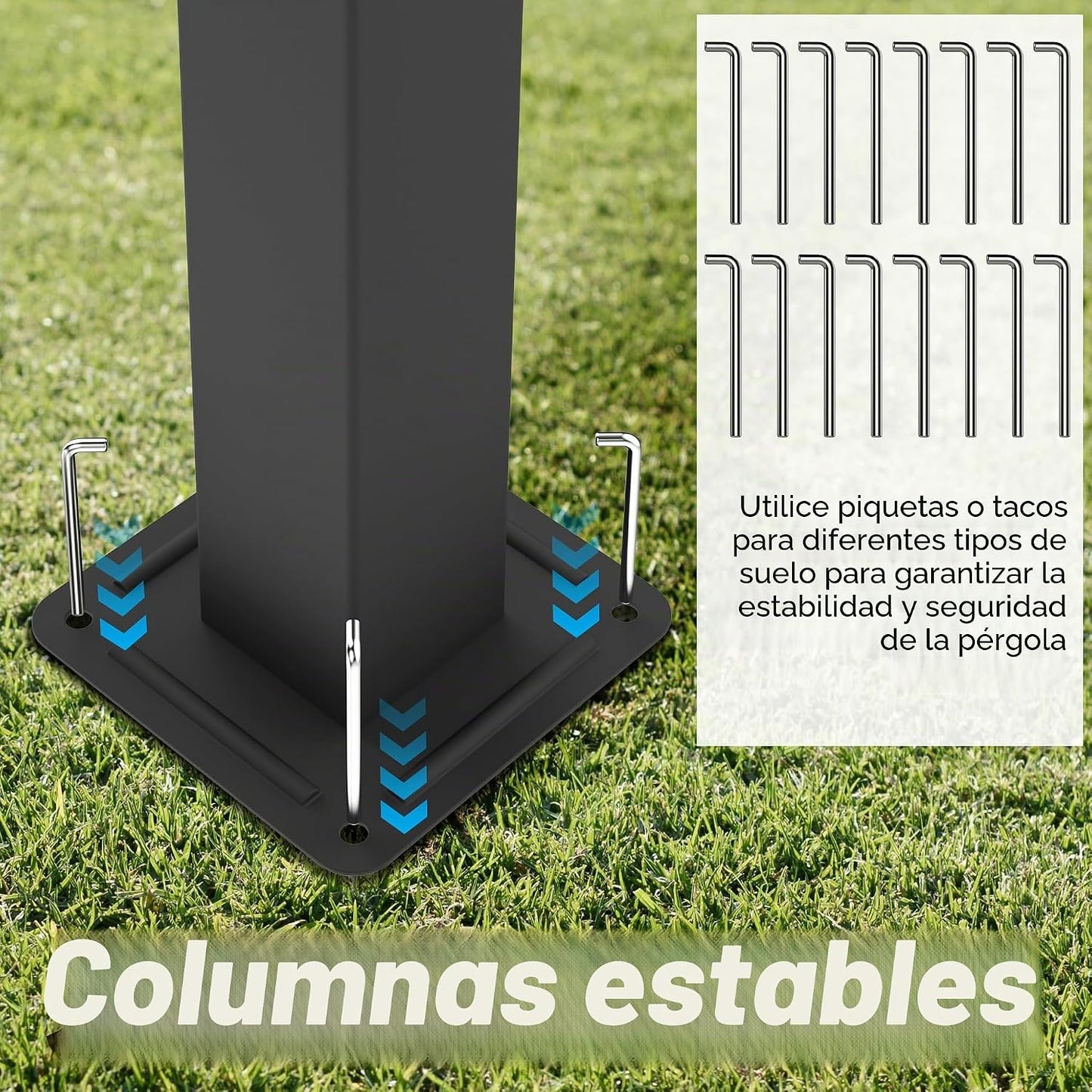 Pérgola de metal con techo solar, cenador estable de 3 x 4 m, para terraza, protección solar, para jardín, con columnas de metal robustas, para jardines, color negro