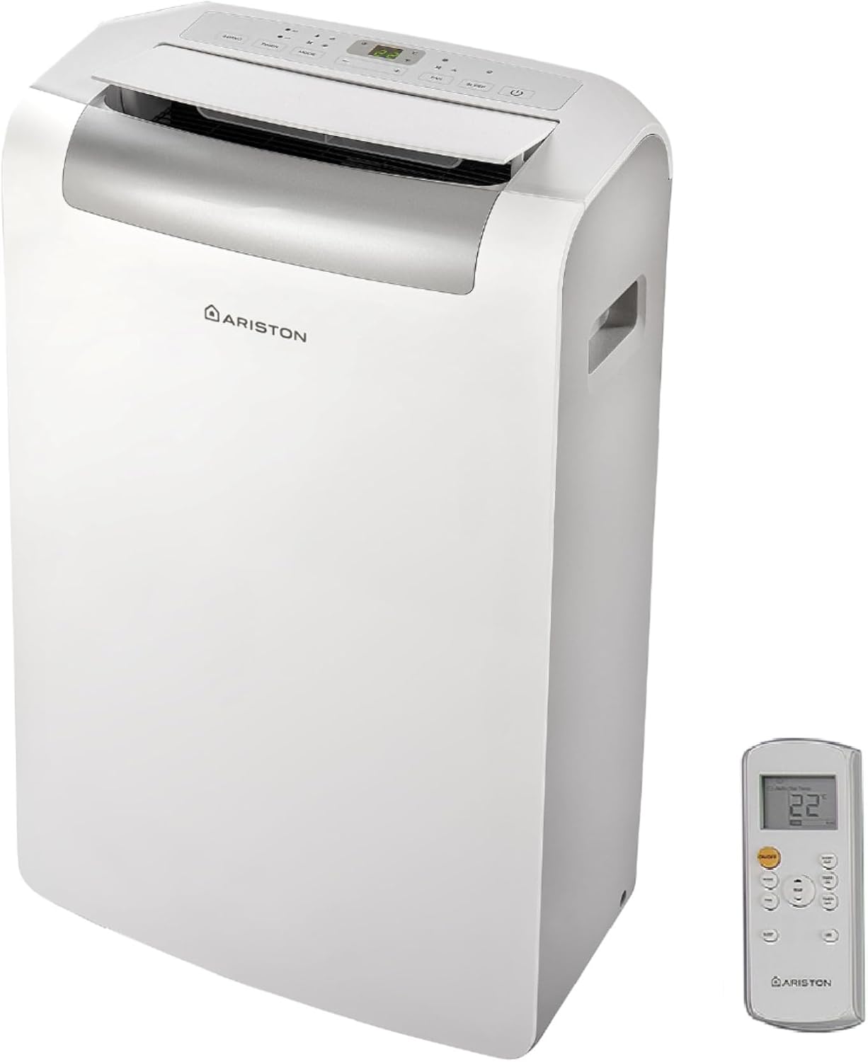 Ariston, Mobis 10- Pinguino Aire Acondicionado Portátil Silencioso con Temporizador y Mando a Distancia, Climatizador 24x69x2.5 Blanco Fabricado para Instalación en España, Eficiencia A+ Rango(A+++/D)