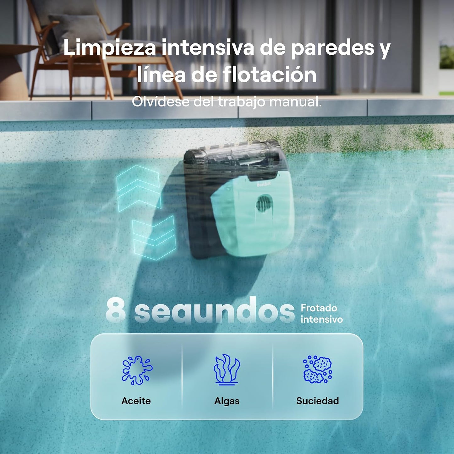 Beatbot (2026 Nuevo) Sora 10 Robot Piscina limpiafondos y Paredes, Plataformas y línea de flotación, 25700 LPH, Estacionamiento línea flotación, 5l residuos,App,Piscinas enterradas/elevadas,Mint
